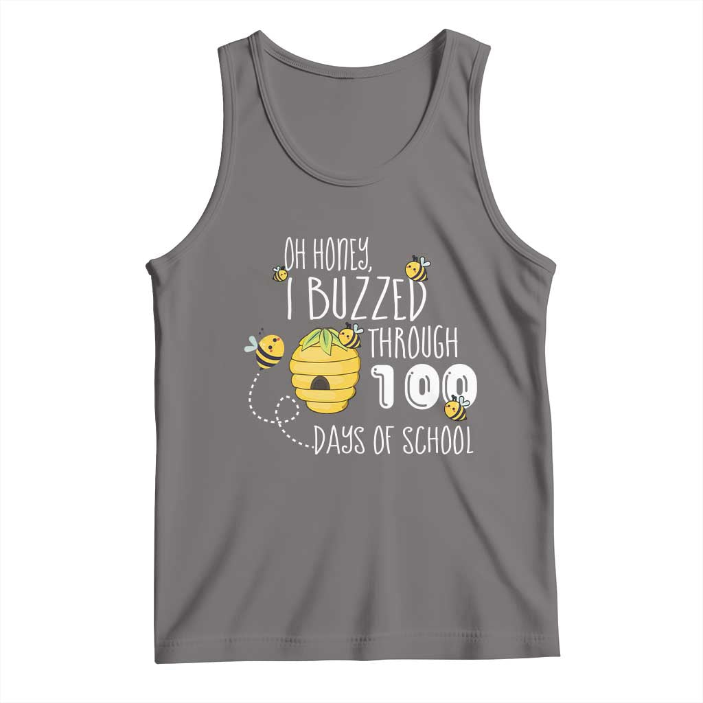 Funny 100th Day Of School Bee Tank Top Oh Honey I Buzzed Through 100 Days Of School TS11 Deep Heather Print Your Wear