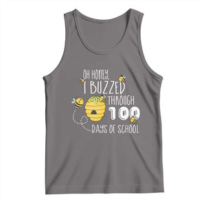 Funny 100th Day Of School Bee Tank Top Oh Honey I Buzzed Through 100 Days Of School TS11 Deep Heather Print Your Wear