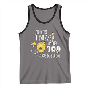 Funny 100th Day Of School Bee Tank Top Oh Honey I Buzzed Through 100 Days Of School TS11 Deep Heather Black Print Your Wear