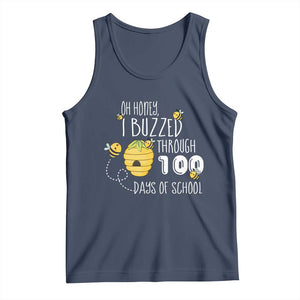 Funny 100th Day Of School Bee Tank Top Oh Honey I Buzzed Through 100 Days Of School TS11 Navy Print Your Wear
