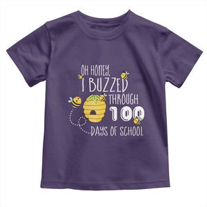 Funny 100th Day Of School Bee Toddler T Shirt Oh Honey I Buzzed Through 100 Days Of School TS11 Purple Print Your Wear