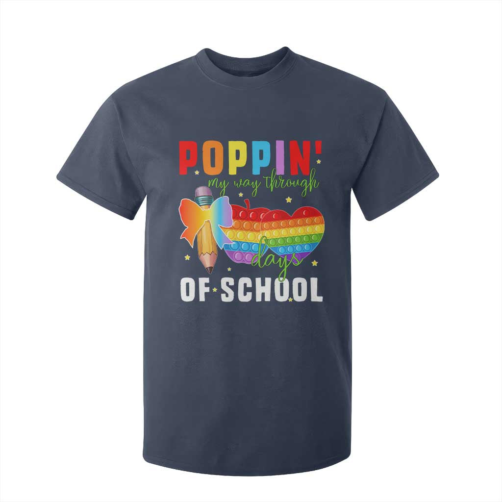 Funny Poppin' My Way Through 100 Day T Shirt For Kid TS11 Navy Print Your Wear