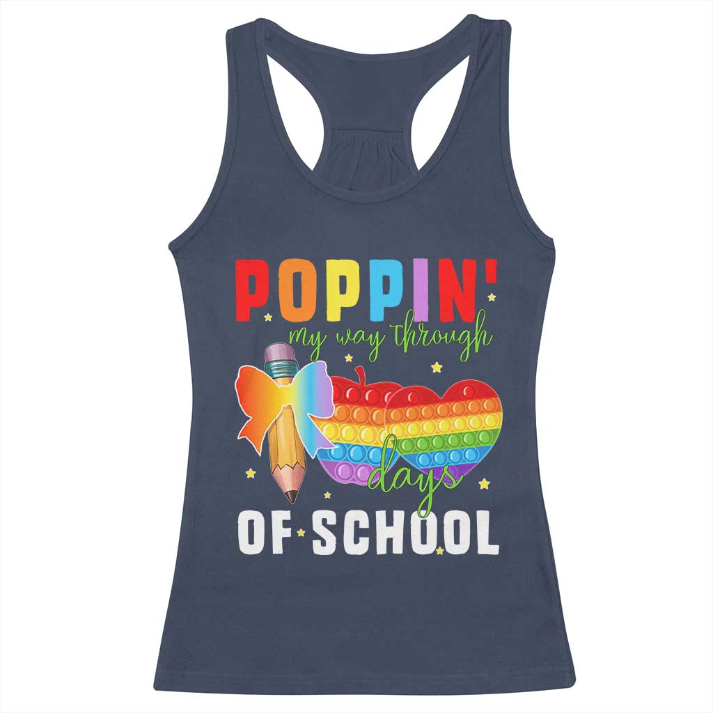 Funny Poppin' My Way Through 100 Day Racerback Tank Top TS11 Navy Print Your Wear