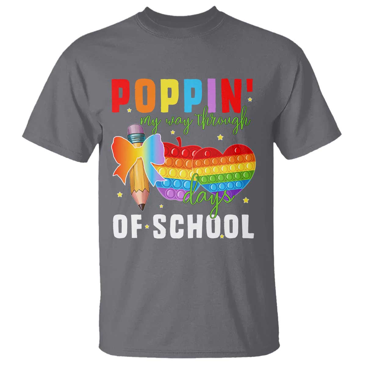 Funny Poppin' My Way Through 100 Day T Shirt TS11 Charcoal Print Your Wear