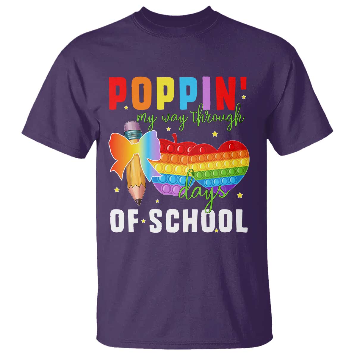 Funny Poppin' My Way Through 100 Day T Shirt TS11 Purple Print Your Wear