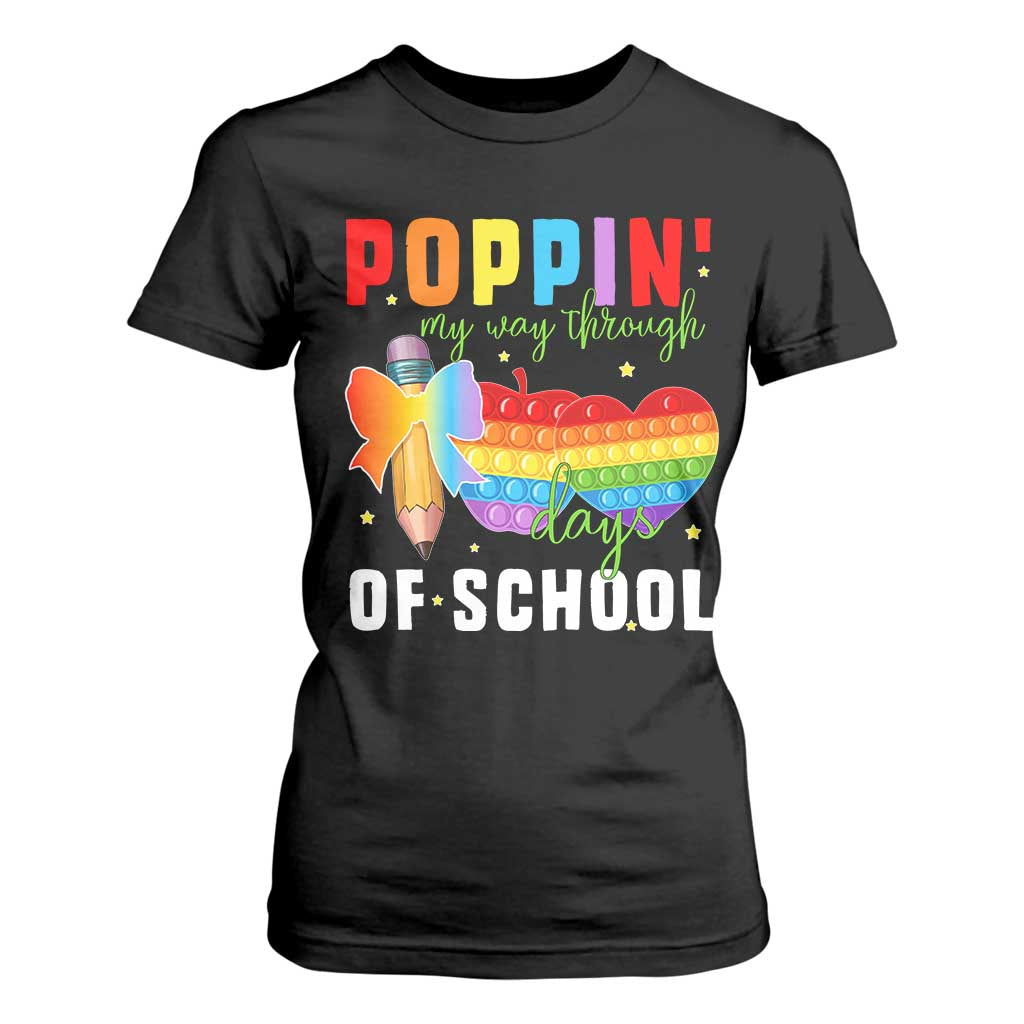 Funny Poppin' My Way Through 100 Day T Shirt For Women TS11 Black Print Your Wear