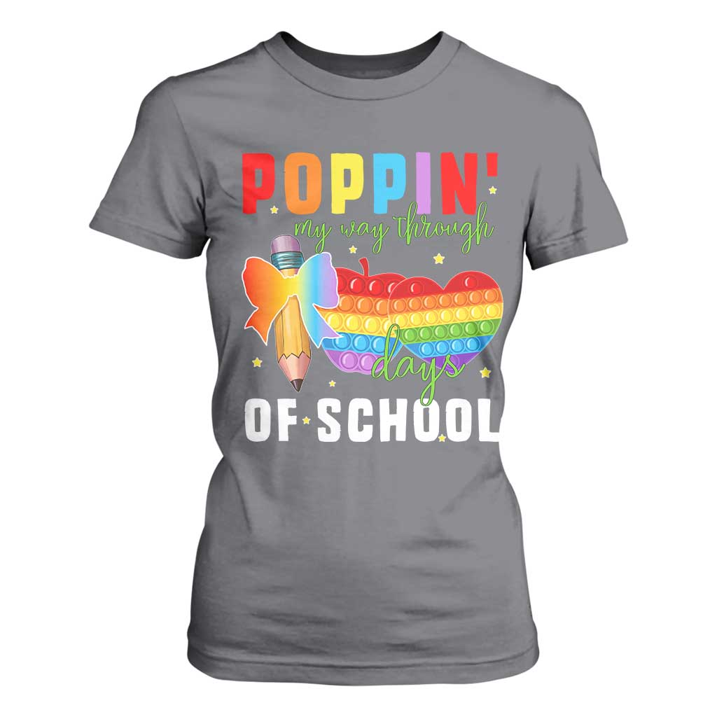 Funny Poppin' My Way Through 100 Day T Shirt For Women TS11 Charcoal Print Your Wear
