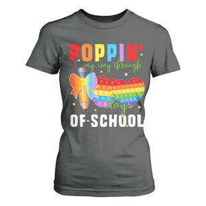 Funny Poppin' My Way Through 100 Day T Shirt For Women TS11 Dark Heather Print Your Wear