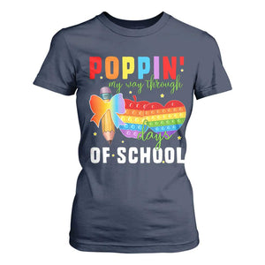 Funny Poppin' My Way Through 100 Day T Shirt For Women TS11 Navy Print Your Wear