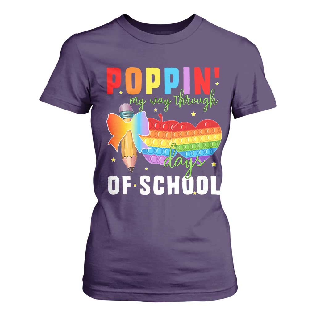 Funny Poppin' My Way Through 100 Day T Shirt For Women TS11 Purple Print Your Wear