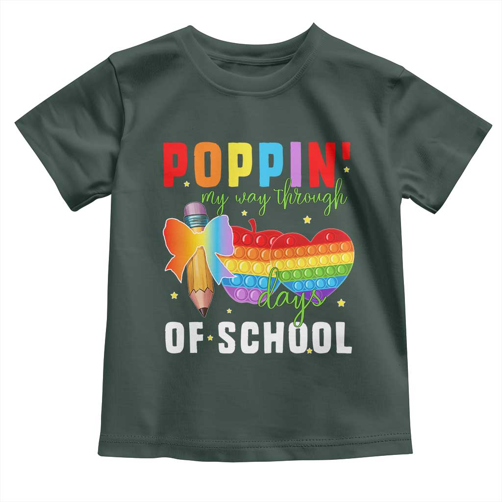 Funny Poppin' My Way Through 100 Day Toddler T Shirt TS11 Dark Forest Green Print Your Wear