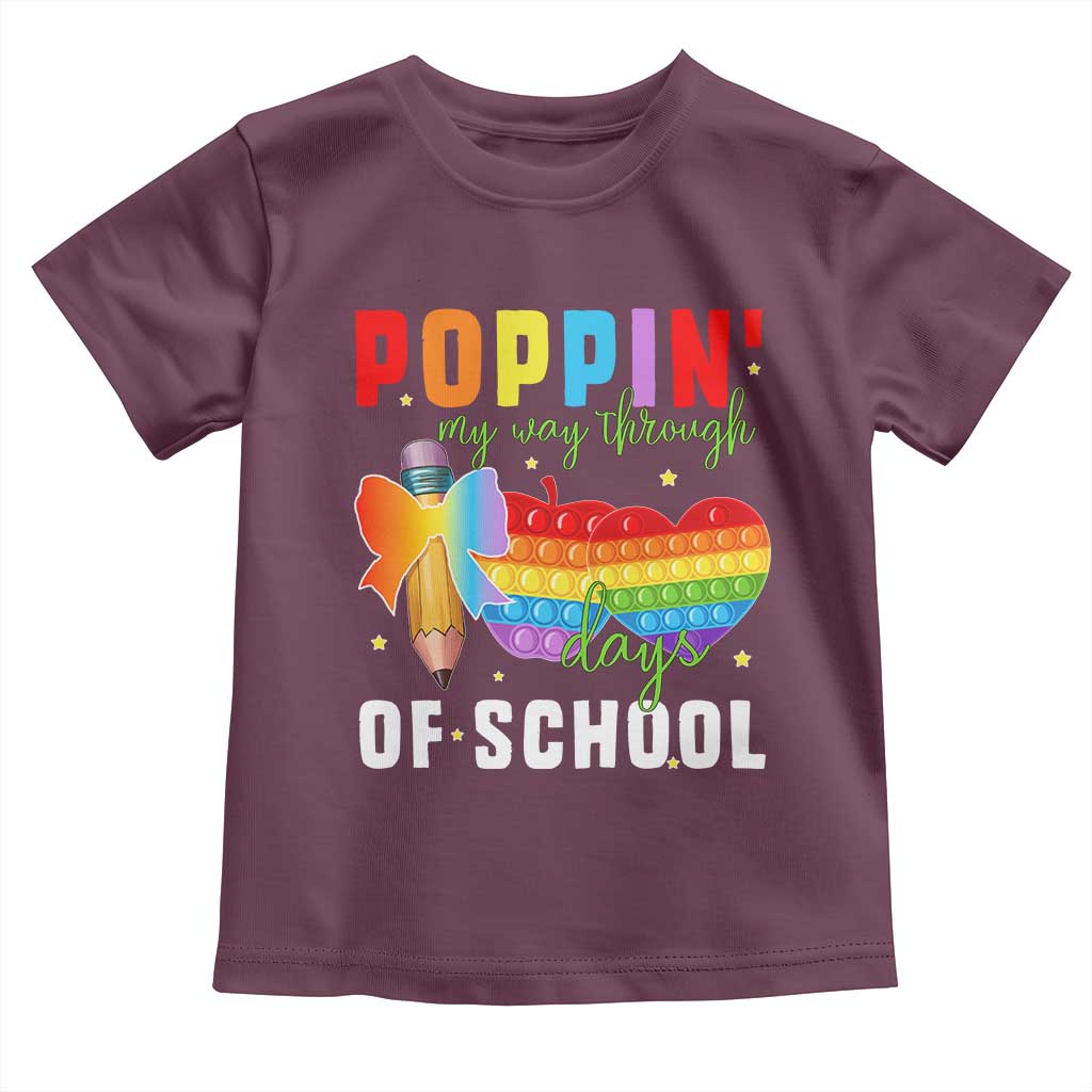 Funny Poppin' My Way Through 100 Day Toddler T Shirt TS11 Maroon Print Your Wear