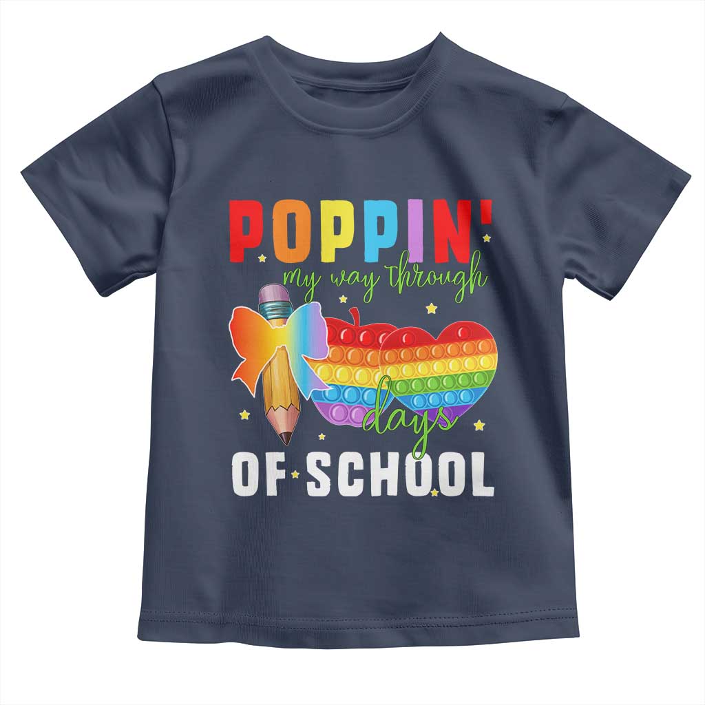 Funny Poppin' My Way Through 100 Day Toddler T Shirt TS11 Navy Print Your Wear