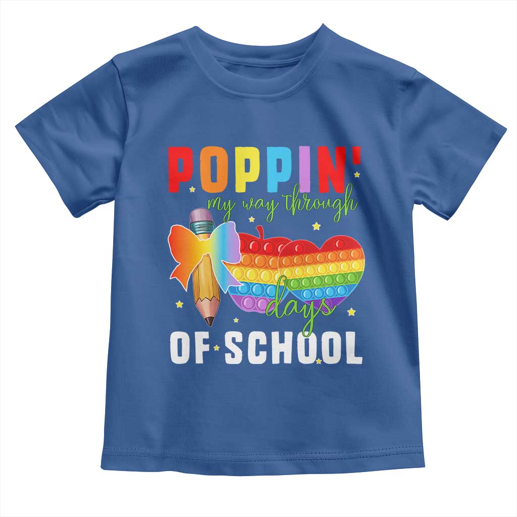 Funny Poppin' My Way Through 100 Day Toddler T Shirt TS11 Royal Blue Print Your Wear