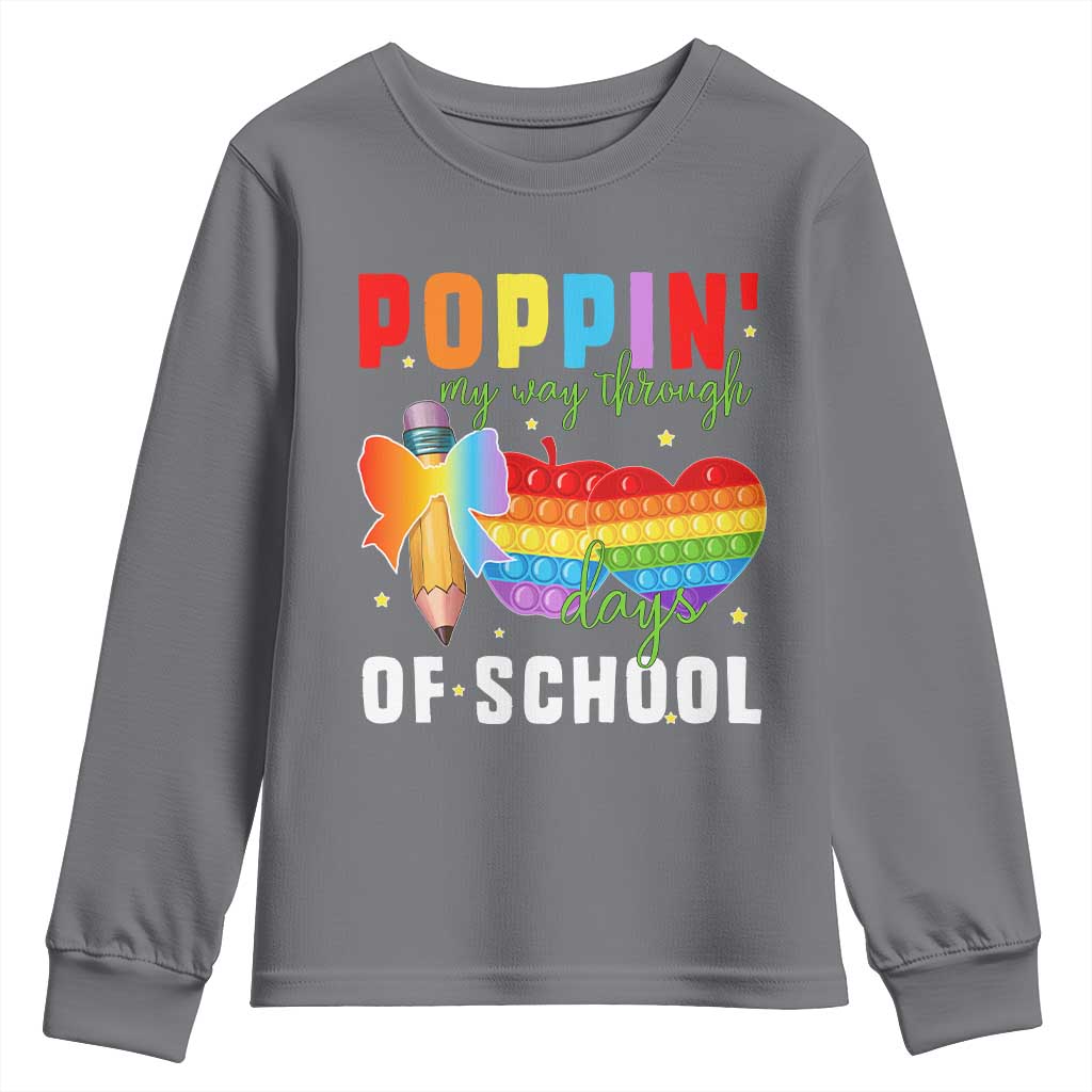 Funny Poppin' My Way Through 100 Day Youth Sweatshirt TS11 Charcoal Print Your Wear