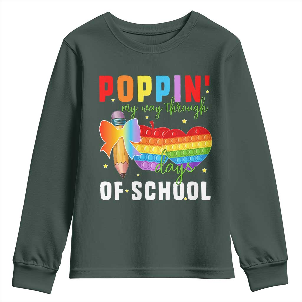 Funny Poppin' My Way Through 100 Day Youth Sweatshirt TS11 Dark Forest Green Print Your Wear