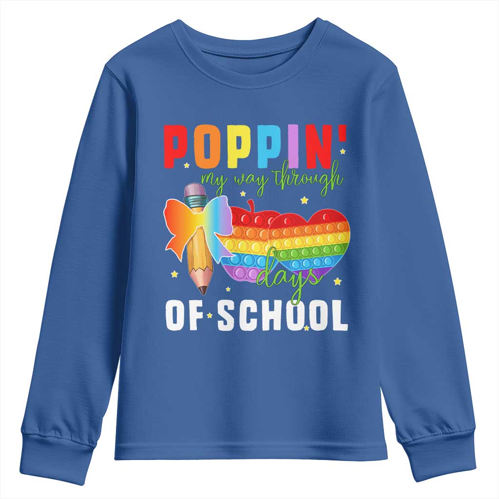 Funny Poppin' My Way Through 100 Day Youth Sweatshirt TS11 Royal Blue Print Your Wear
