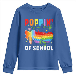 Funny Poppin' My Way Through 100 Day Youth Sweatshirt TS11 Royal Blue Print Your Wear