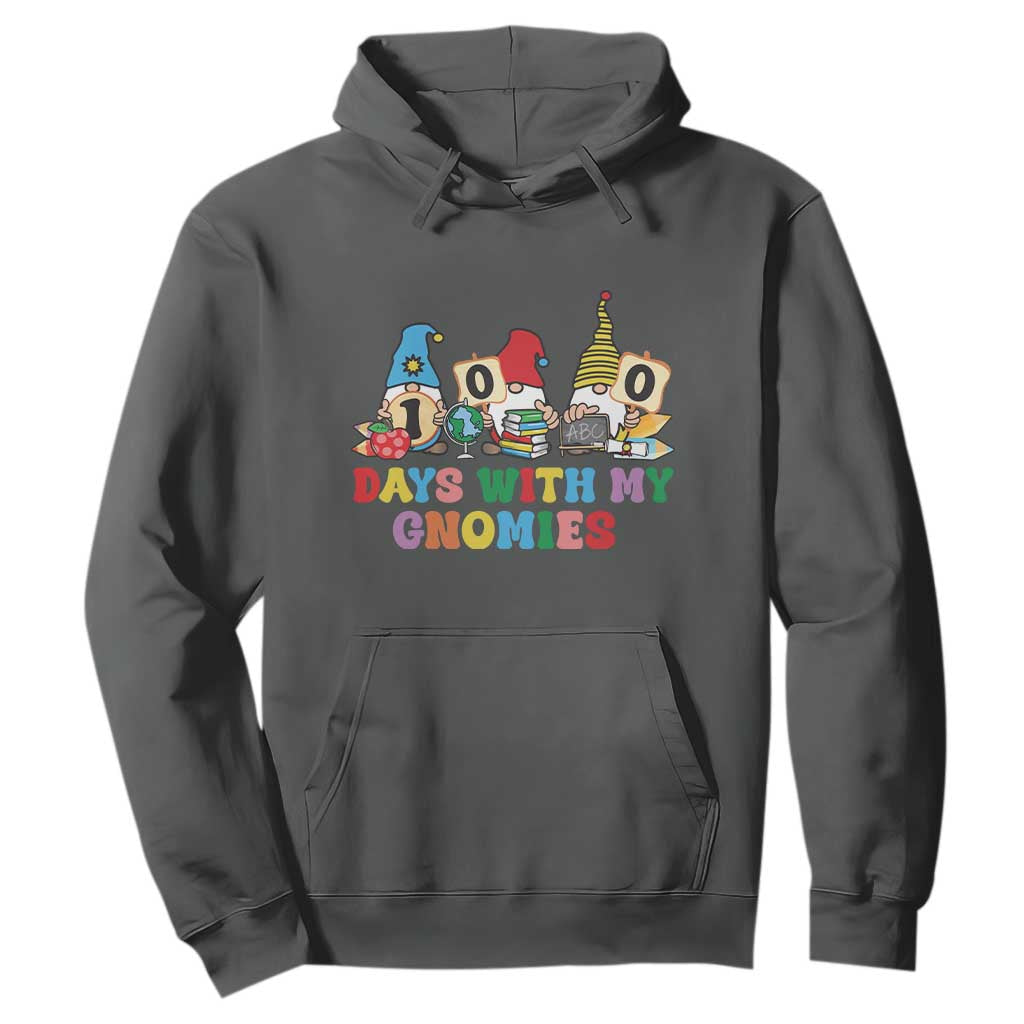 Funny 100 Days With My Gnomies Hoodie 100th Day of School TS11 Dark Heather Print Your Wear