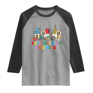 Funny 100 Days With My Gnomies Raglan Shirt 100th Day of School TS11 Sport Gray Black Print Your Wear