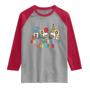 Funny 100 Days With My Gnomies Raglan Shirt 100th Day of School TS11 Sport Gray Red Print Your Wear