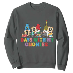 Funny 100 Days With My Gnomies Sweatshirt 100th Day of School TS11 Dark Heather Print Your Wear