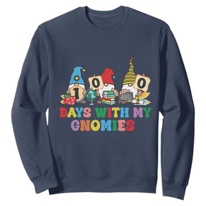 Funny 100 Days With My Gnomies Sweatshirt 100th Day of School TS11 Navy Print Your Wear