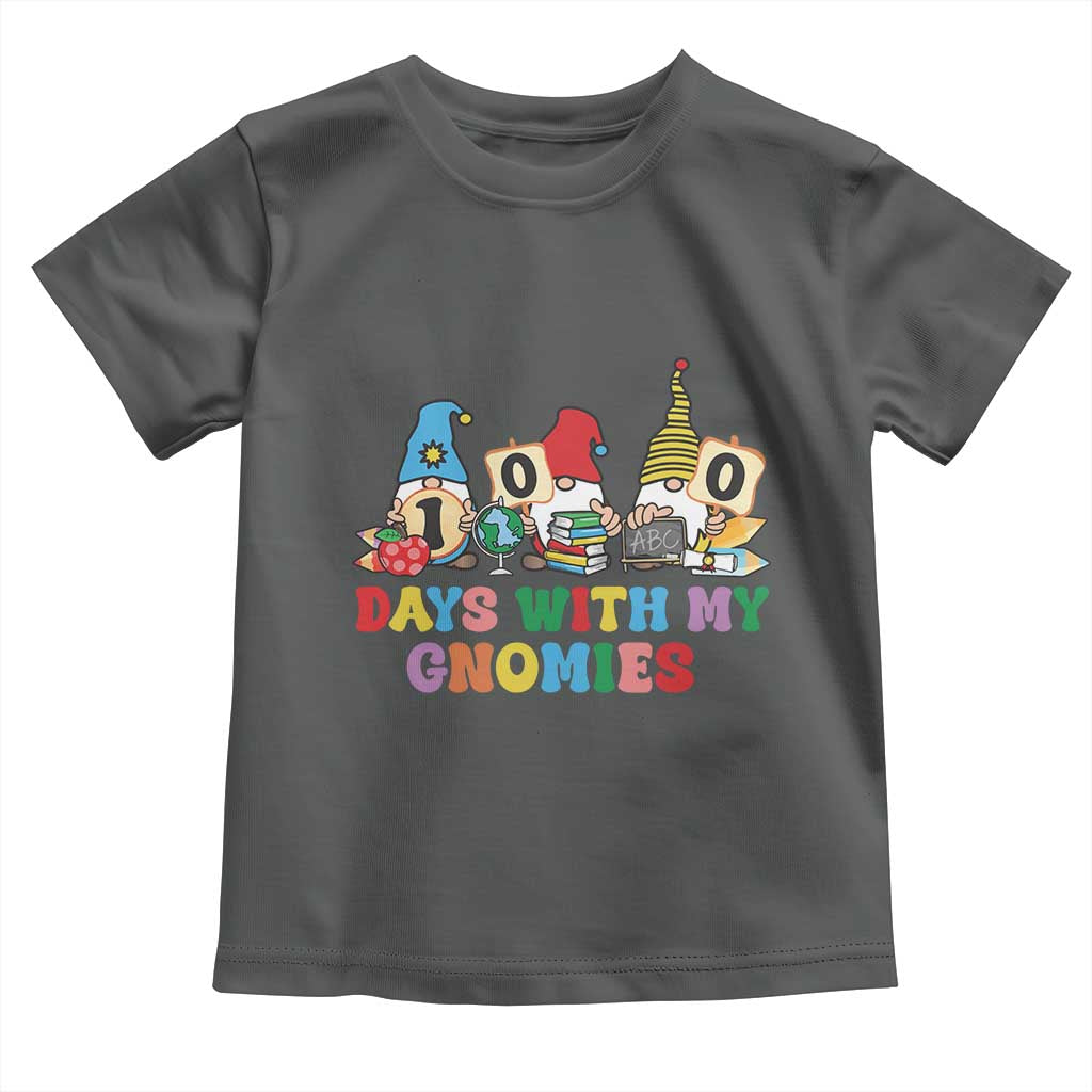 Funny 100 Days With My Gnomies Toddler T Shirt 100th Day of School TS11 Dark Heather Print Your Wear