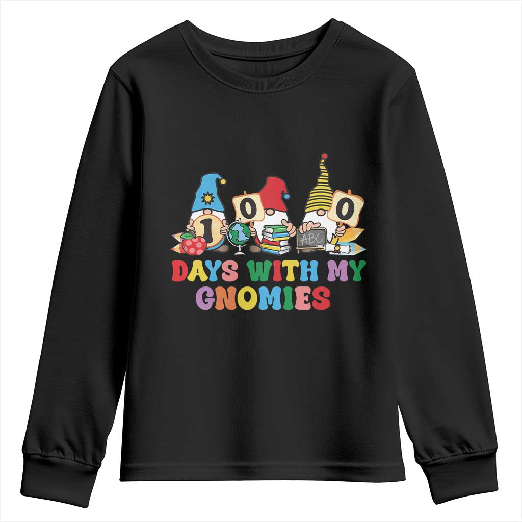Funny 100 Days With My Gnomies Youth Sweatshirt 100th Day of School TS11 Black Print Your Wear