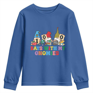 Funny 100 Days With My Gnomies Youth Sweatshirt 100th Day of School TS11 Royal Blue Print Your Wear