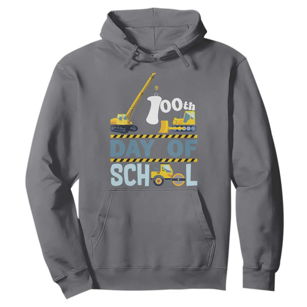 Funny 100TH Days Of School Construction Hoodie Vehicle Excavators TS11 Charcoal Print Your Wear