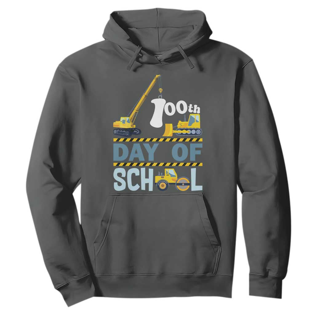 Funny 100TH Days Of School Construction Hoodie Vehicle Excavators TS11 Dark Heather Print Your Wear