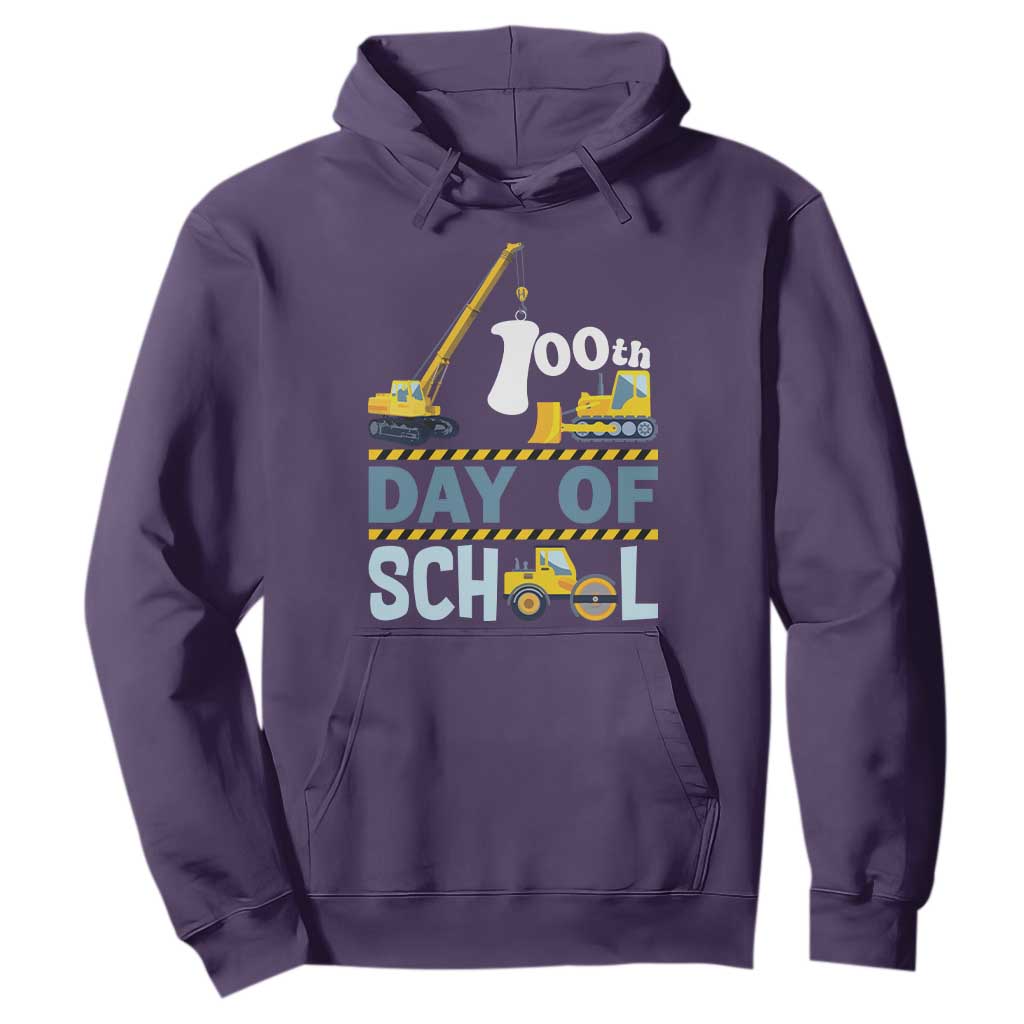 Funny 100TH Days Of School Construction Hoodie Vehicle Excavators TS11 Purple Print Your Wear