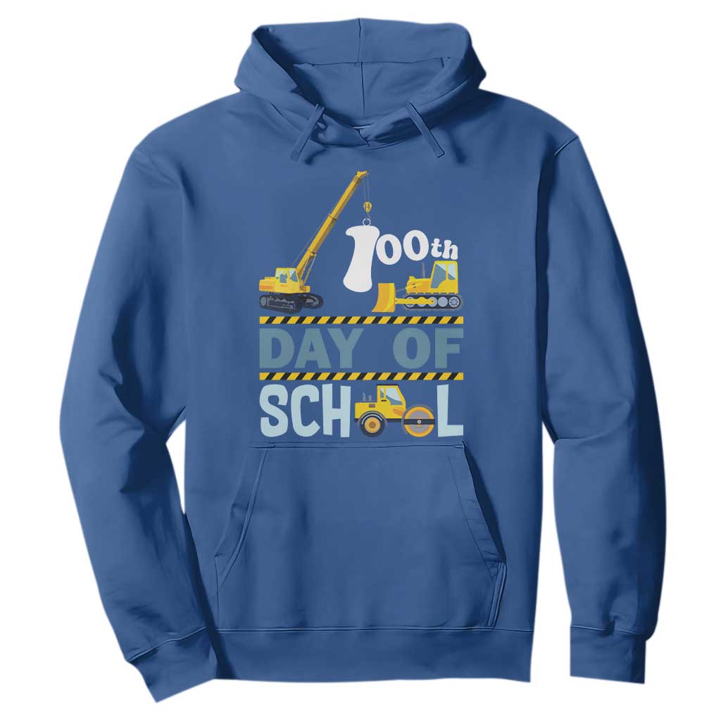 Funny 100TH Days Of School Construction Hoodie Vehicle Excavators TS11 Royal Blue Print Your Wear