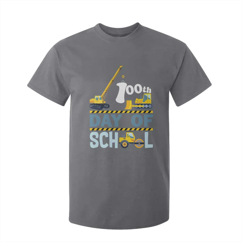 Funny 100TH Days Of School Construction T Shirt For Kid Vehicle Excavators TS11 Charcoal Print Your Wear