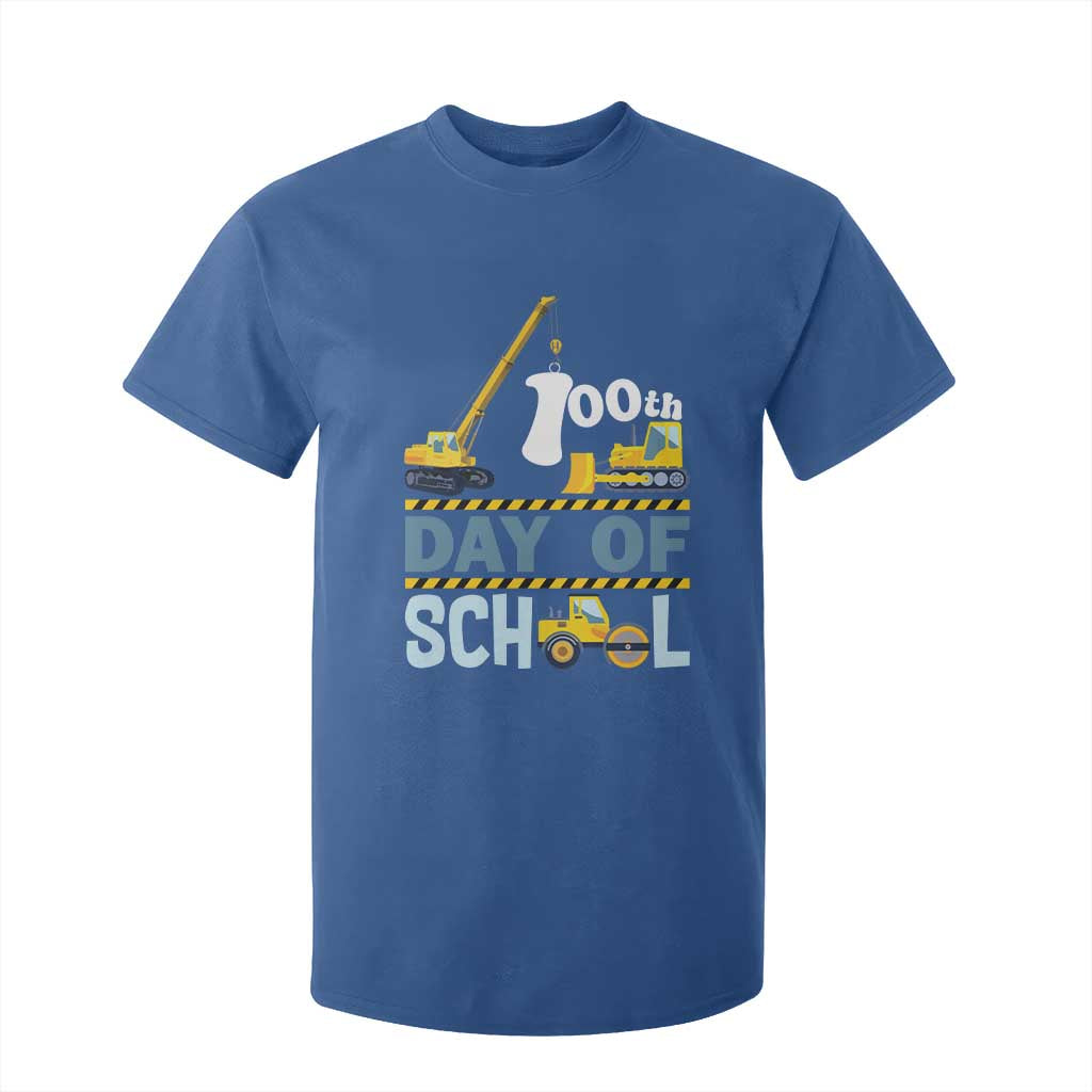 Funny 100TH Days Of School Construction T Shirt For Kid Vehicle Excavators TS11 Royal Blue Print Your Wear