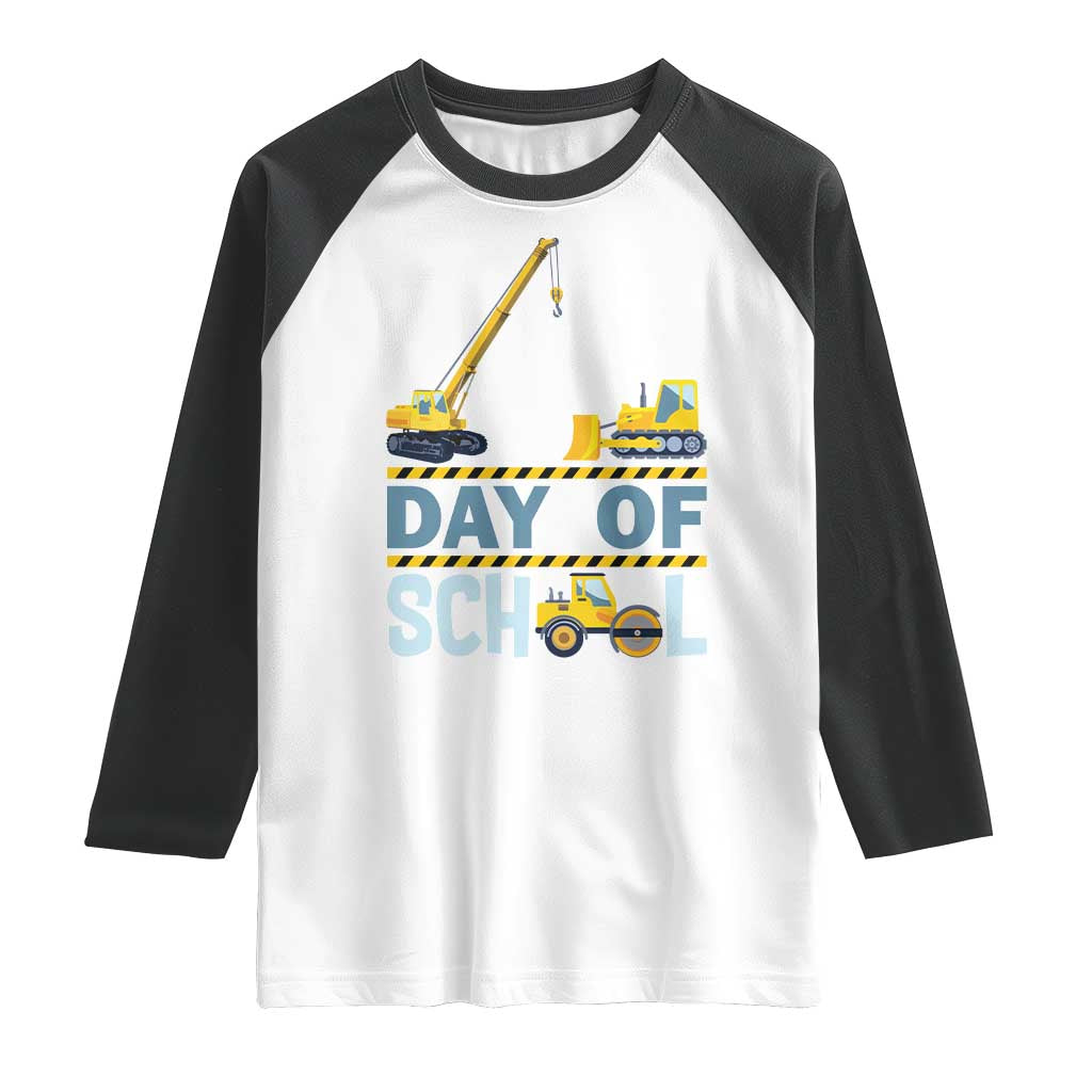 Funny 100TH Days Of School Construction Raglan Shirt Vehicle Excavators TS11 White Black Print Your Wear