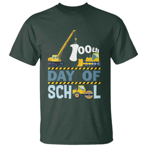 Funny 100TH Days Of School Construction T Shirt Vehicle Excavators TS11 Dark Forest Green Print Your Wear