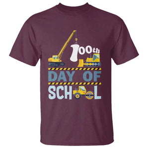 Funny 100TH Days Of School Construction T Shirt Vehicle Excavators TS11 Maroon Print Your Wear