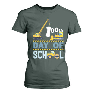 Funny 100TH Days Of School Construction T Shirt For Women Vehicle Excavators TS11 Dark Forest Green Print Your Wear