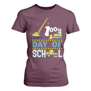 Funny 100TH Days Of School Construction T Shirt For Women Vehicle Excavators TS11 Maroon Print Your Wear