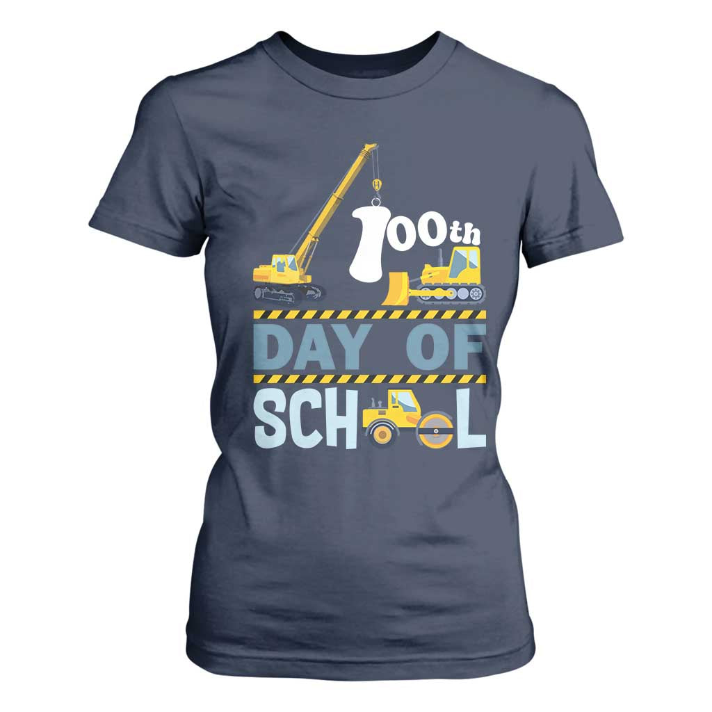 Funny 100TH Days Of School Construction T Shirt For Women Vehicle Excavators TS11 Navy Print Your Wear