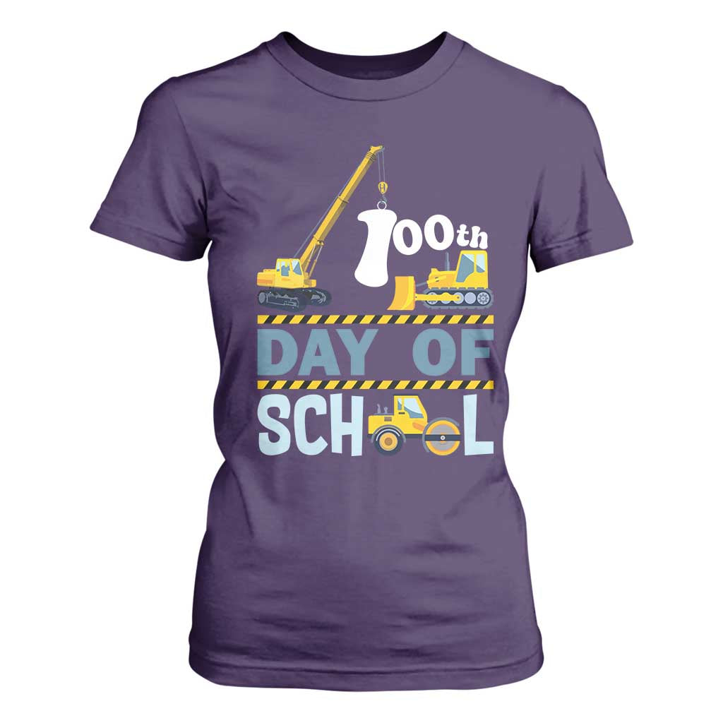 Funny 100TH Days Of School Construction T Shirt For Women Vehicle Excavators TS11 Purple Print Your Wear