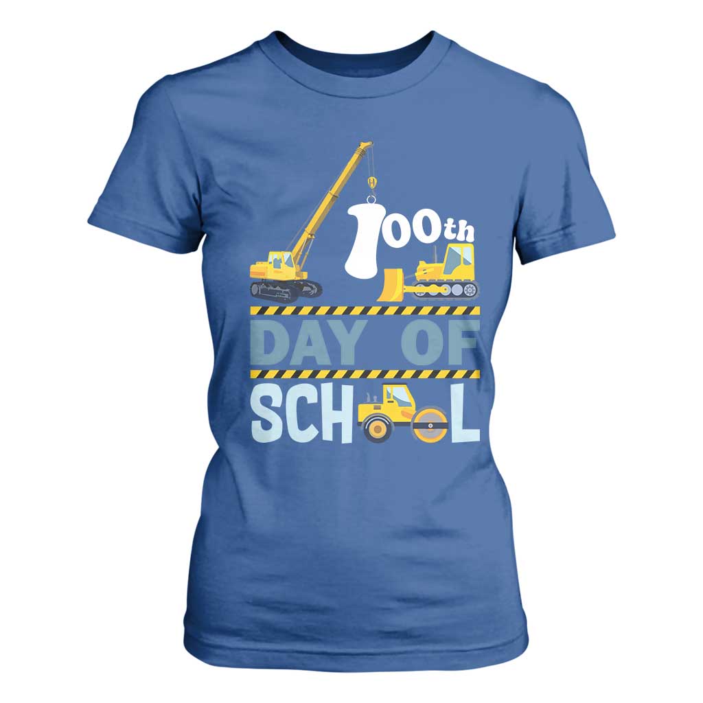 Funny 100TH Days Of School Construction T Shirt For Women Vehicle Excavators TS11 Royal Blue Print Your Wear
