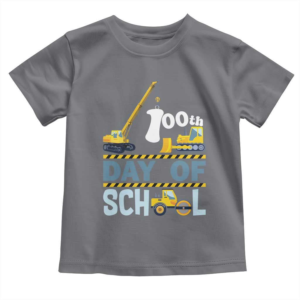 Funny 100TH Days Of School Construction Toddler T Shirt Vehicle Excavators TS11 Charcoal Print Your Wear