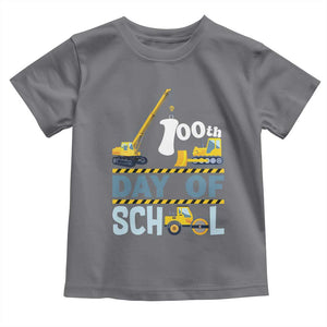 Funny 100TH Days Of School Construction Toddler T Shirt Vehicle Excavators TS11 Charcoal Print Your Wear