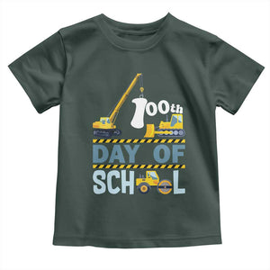 Funny 100TH Days Of School Construction Toddler T Shirt Vehicle Excavators TS11 Dark Forest Green Print Your Wear
