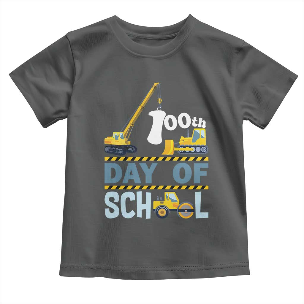 Funny 100TH Days Of School Construction Toddler T Shirt Vehicle Excavators TS11 Dark Heather Print Your Wear