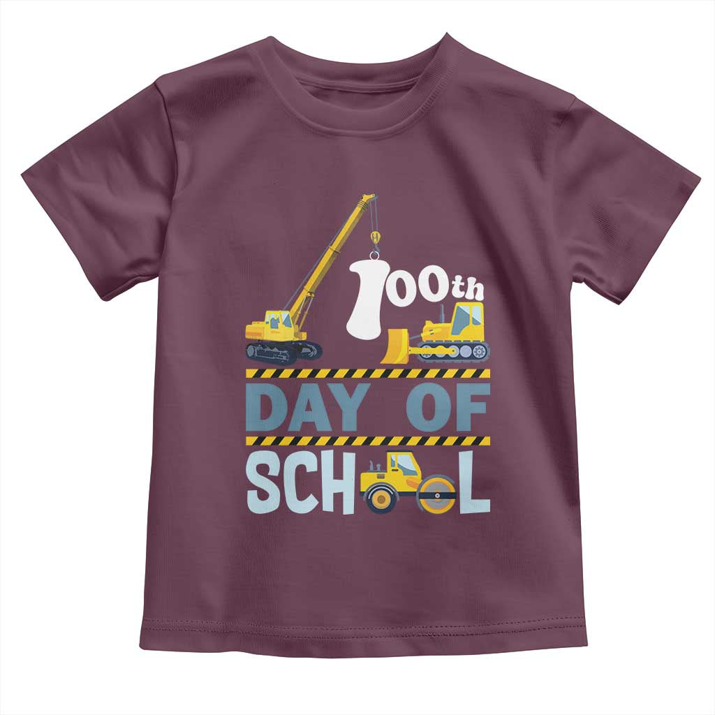 Funny 100TH Days Of School Construction Toddler T Shirt Vehicle Excavators TS11 Maroon Print Your Wear
