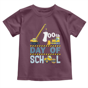 Funny 100TH Days Of School Construction Toddler T Shirt Vehicle Excavators TS11 Maroon Print Your Wear